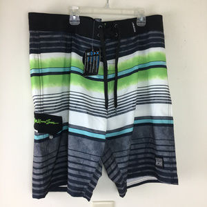 MAUI & SONS Mens 4 Way Stretch Shark Board Shorts size 32 NEW